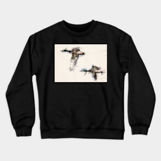 A Pair of Flying Mallard Ducks in Watercolor Crewneck Sweatshirt